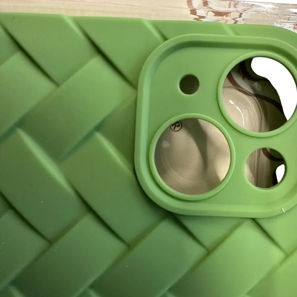 Bicol Green Woven Pattern iPhone Case Anti-Slip Full Coverage Anti-Fingerprint‎